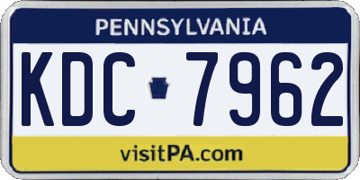 PA license plate KDC7962