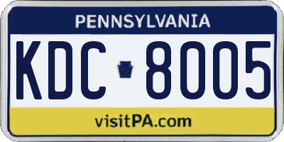 PA license plate KDC8005