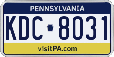 PA license plate KDC8031