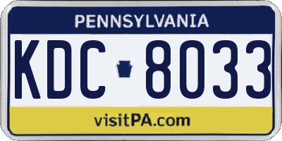 PA license plate KDC8033