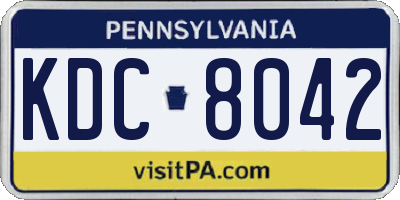 PA license plate KDC8042