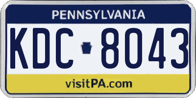 PA license plate KDC8043