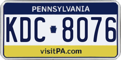 PA license plate KDC8076