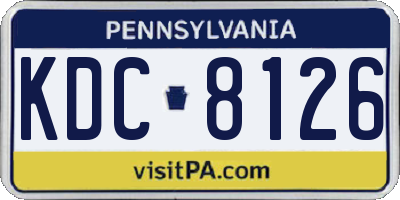 PA license plate KDC8126