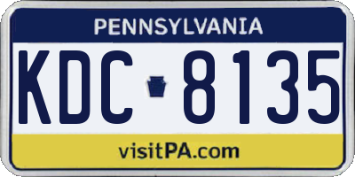 PA license plate KDC8135