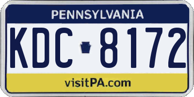 PA license plate KDC8172