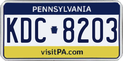 PA license plate KDC8203