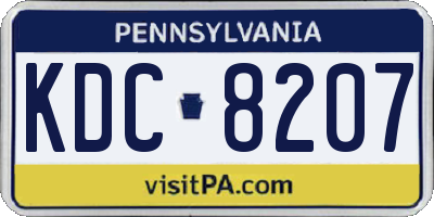 PA license plate KDC8207