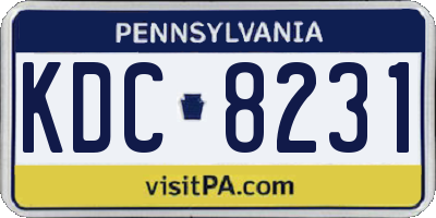 PA license plate KDC8231