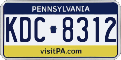 PA license plate KDC8312