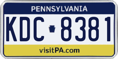 PA license plate KDC8381