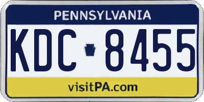 PA license plate KDC8455
