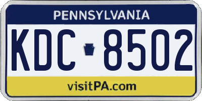 PA license plate KDC8502