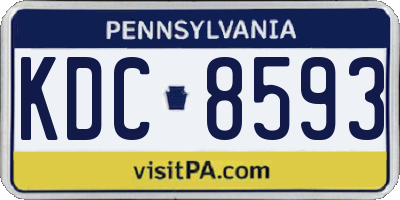 PA license plate KDC8593
