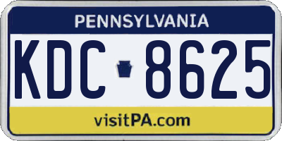 PA license plate KDC8625