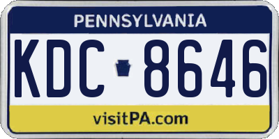 PA license plate KDC8646