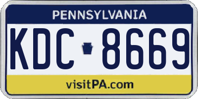 PA license plate KDC8669