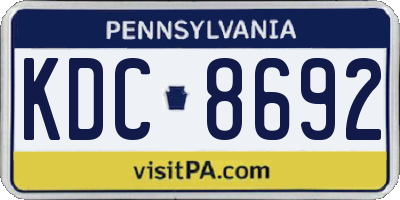 PA license plate KDC8692