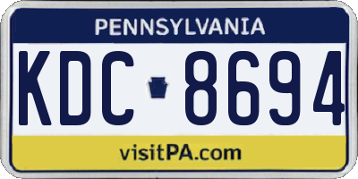 PA license plate KDC8694