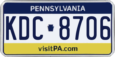 PA license plate KDC8706