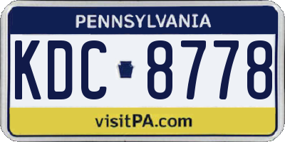PA license plate KDC8778