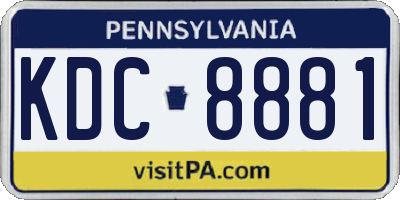 PA license plate KDC8881