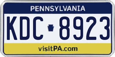 PA license plate KDC8923