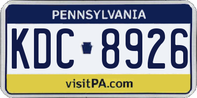 PA license plate KDC8926