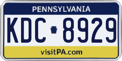 PA license plate KDC8929
