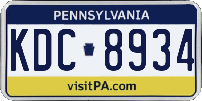 PA license plate KDC8934