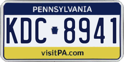 PA license plate KDC8941