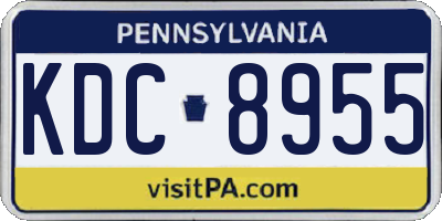 PA license plate KDC8955