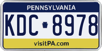PA license plate KDC8978