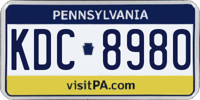 PA license plate KDC8980