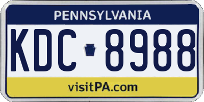 PA license plate KDC8988