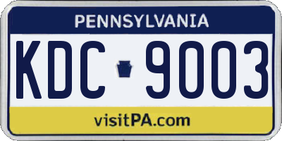 PA license plate KDC9003