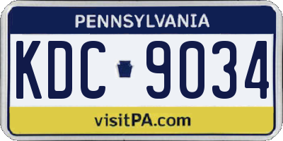 PA license plate KDC9034