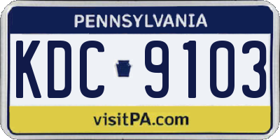 PA license plate KDC9103