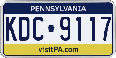 PA license plate KDC9117