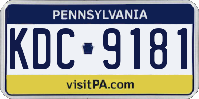 PA license plate KDC9181