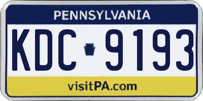 PA license plate KDC9193