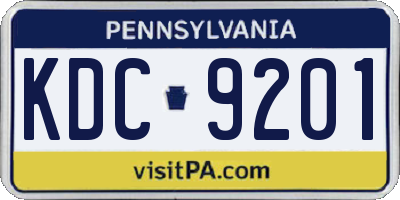 PA license plate KDC9201