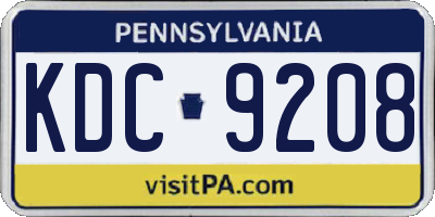 PA license plate KDC9208