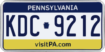 PA license plate KDC9212