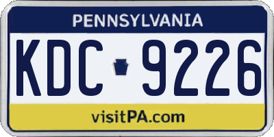 PA license plate KDC9226