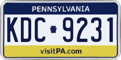 PA license plate KDC9231
