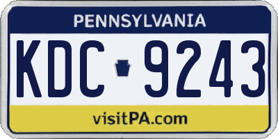 PA license plate KDC9243