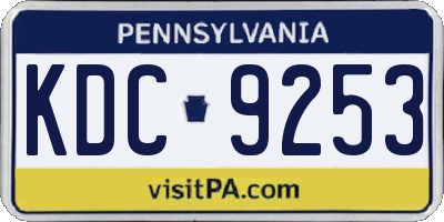 PA license plate KDC9253