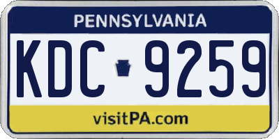 PA license plate KDC9259