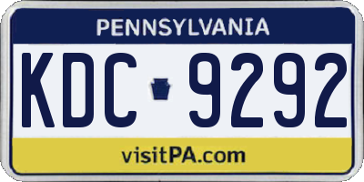 PA license plate KDC9292